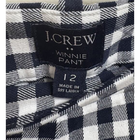 Sz12 J.Crew Winnie Ankle Pants Stretch Cotton Navy Plaid Gingham - Picture 3 of 4